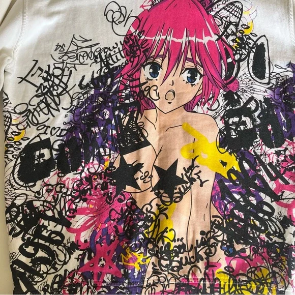 Dsquared2 Japanese Manga Graffiti Print French Terry Sweatshirt Size M